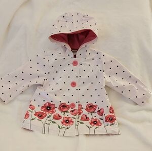 Girl's Flowered Raincoat with Red Lining, Size 12 months